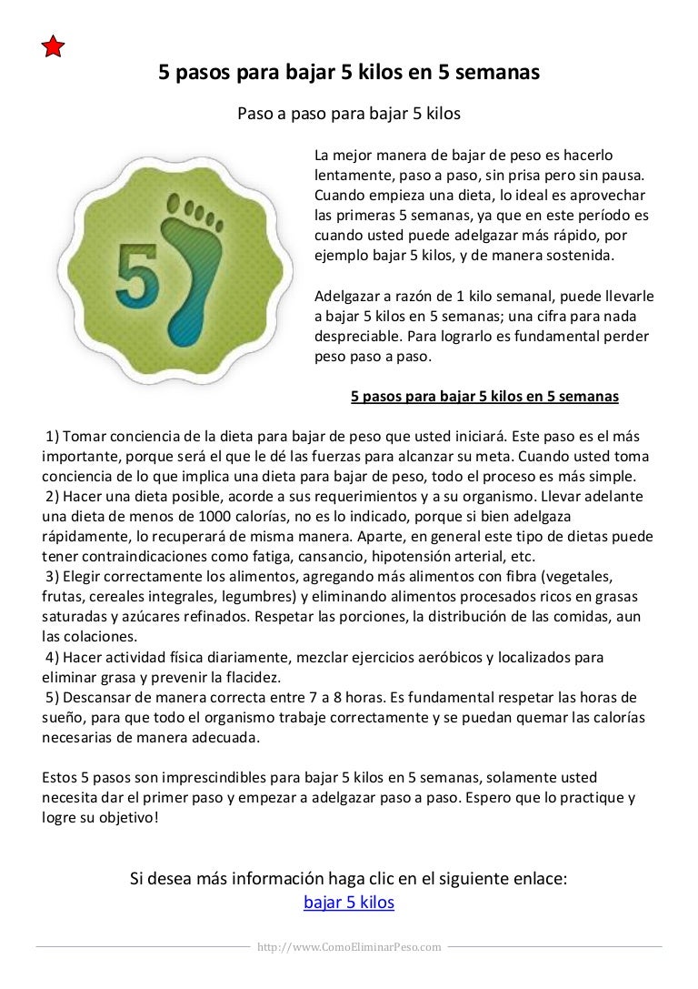 dieta para bajar 5 kilos